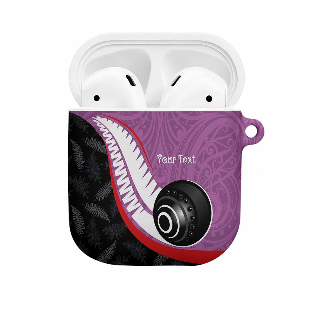 Personalised Aotearoa Lawn Bowls AirPods Case Maori and Silver Fern Sporty Style Pink Color - Polynesian Pride