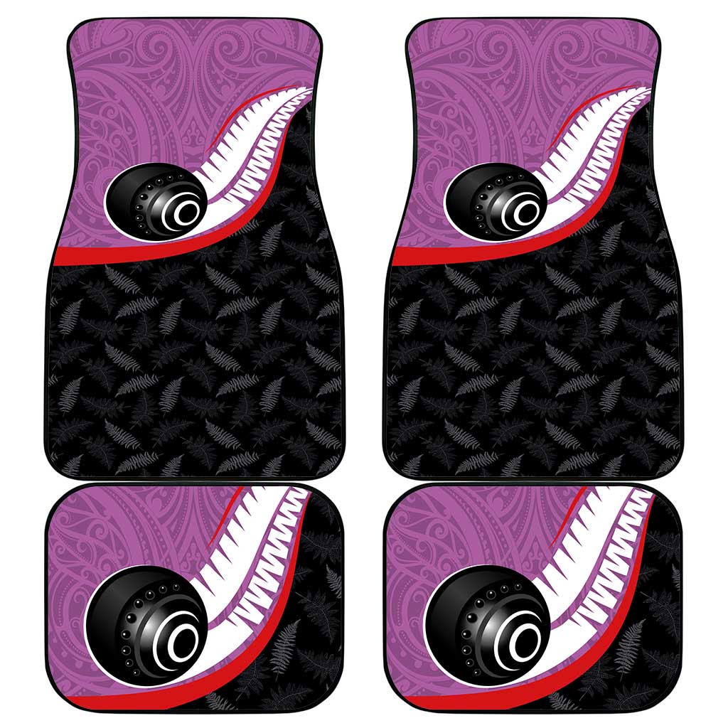Aotearoa Lawn Bowls Car Mats Maori and Silver Fern Sporty Style Pink Color - Polynesian Pride