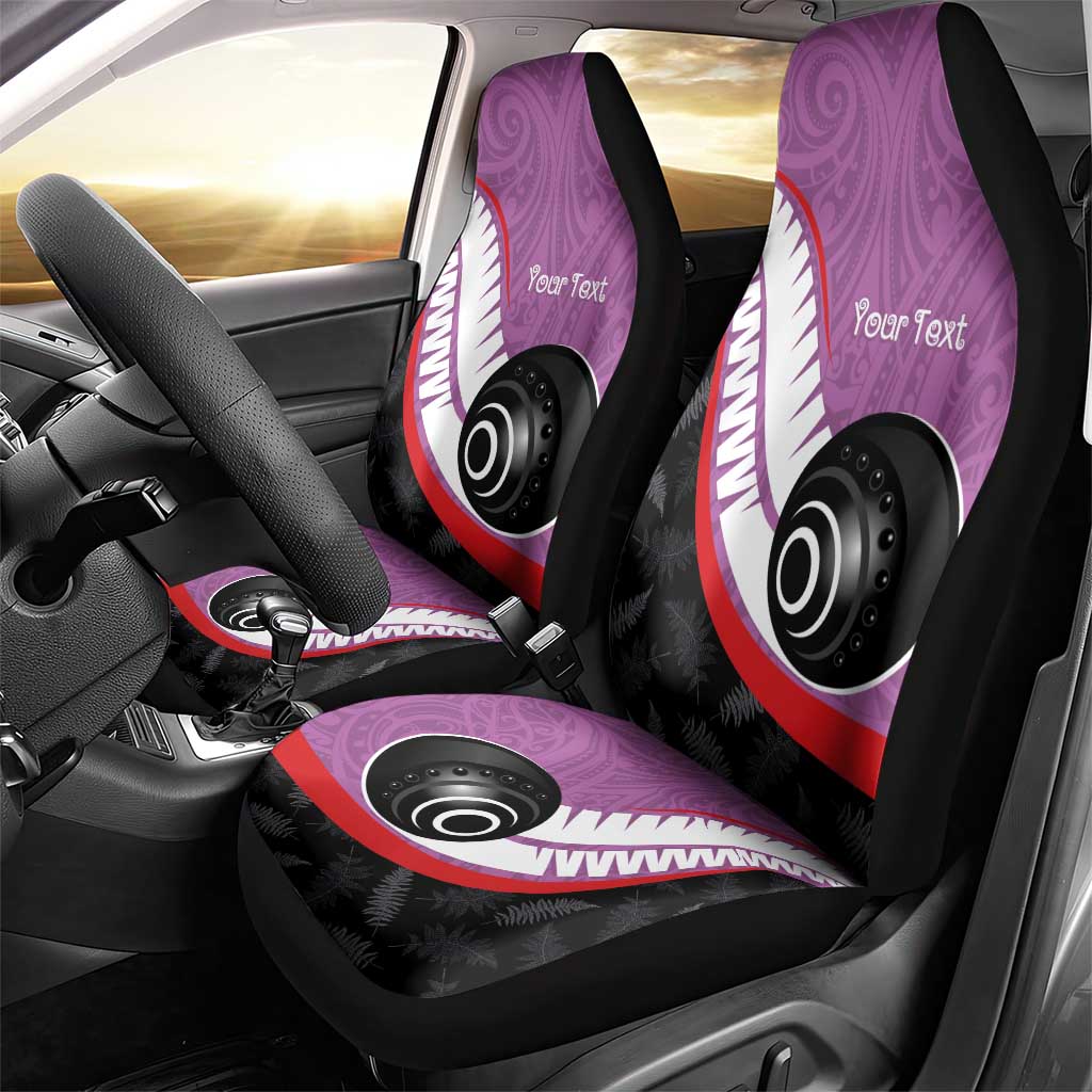 Personalised Aotearoa Lawn Bowls Car Seat Cover Maori and Silver Fern Sporty Style Pink Color LT03 - Polynesian Pride