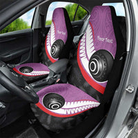 Personalised Aotearoa Lawn Bowls Car Seat Cover Maori and Silver Fern Sporty Style Pink Color LT03 - Polynesian Pride