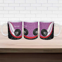 Personalised Aotearoa Lawn Bowls Ceramic Mug Maori and Silver Fern Sporty Style Pink Color LT03 - Polynesian Pride