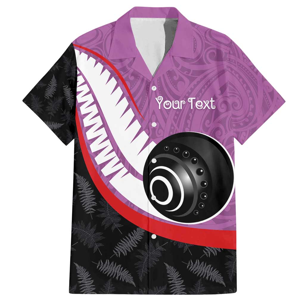 Personalised Aotearoa Lawn Bowls Family Matching Off Shoulder Maxi Dress and Hawaiian Shirt Maori and Silver Fern Sporty Style Pink Color LT03 Dad's Shirt - Short Sleeve Pink - Polynesian Pride