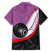 Personalised Aotearoa Lawn Bowls Family Matching Off Shoulder Maxi Dress and Hawaiian Shirt Maori and Silver Fern Sporty Style Pink Color LT03 - Polynesian Pride
