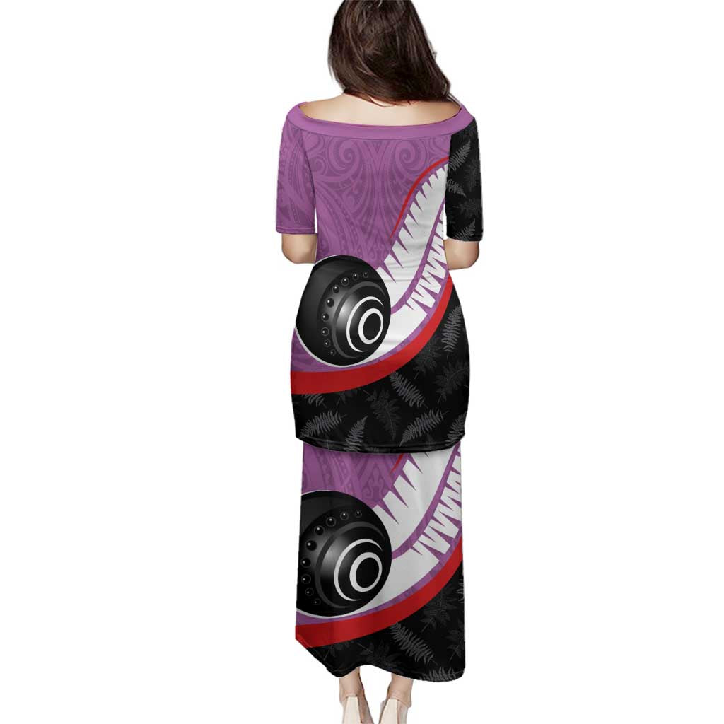 Personalised Aotearoa Lawn Bowls Family Matching Puletasi and Hawaiian Shirt Maori and Silver Fern Sporty Style Pink Color LT03 - Polynesian Pride