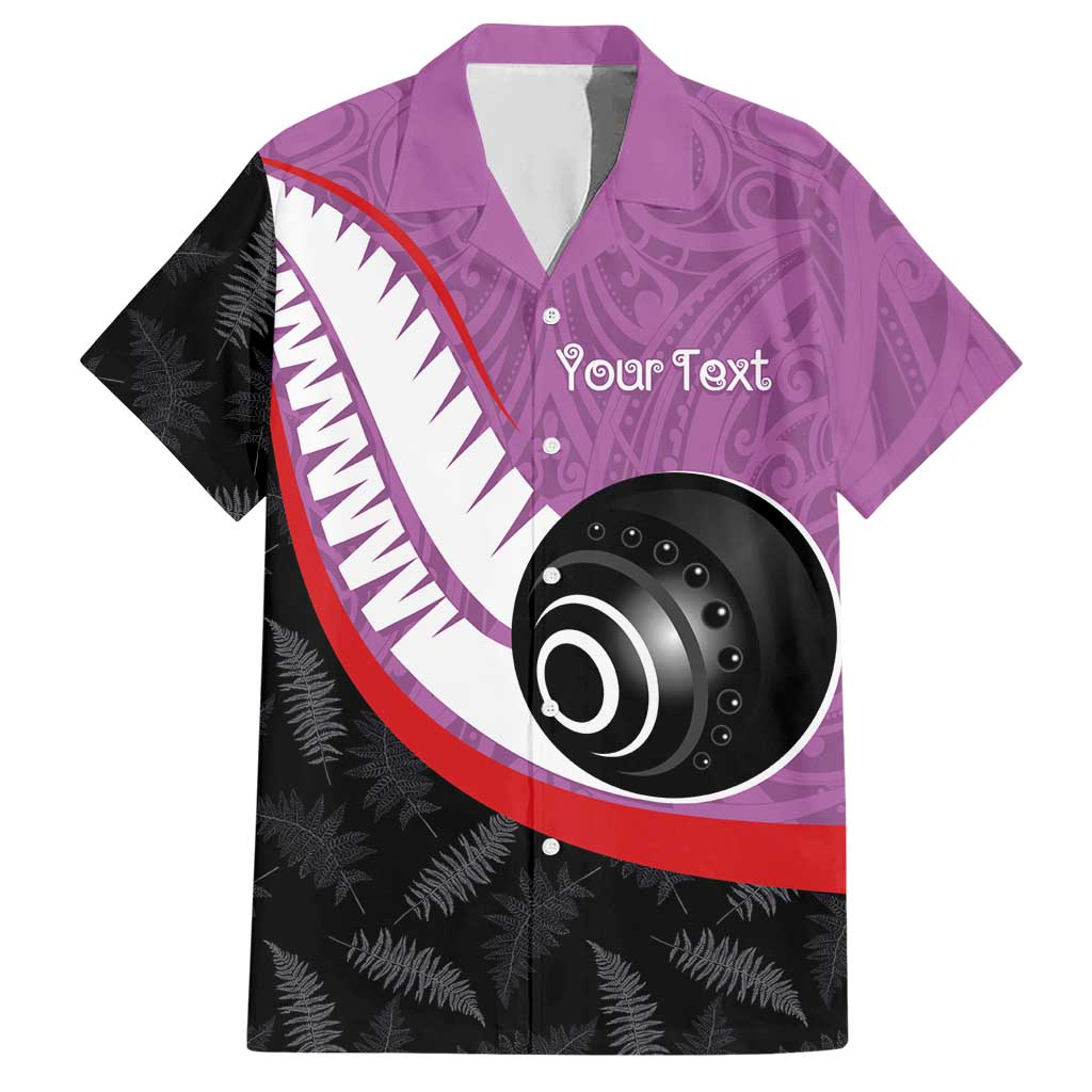 Personalised Aotearoa Lawn Bowls Hawaiian Shirt Maori and Silver Fern Sporty Style Pink Color LT03 Pink - Polynesian Pride