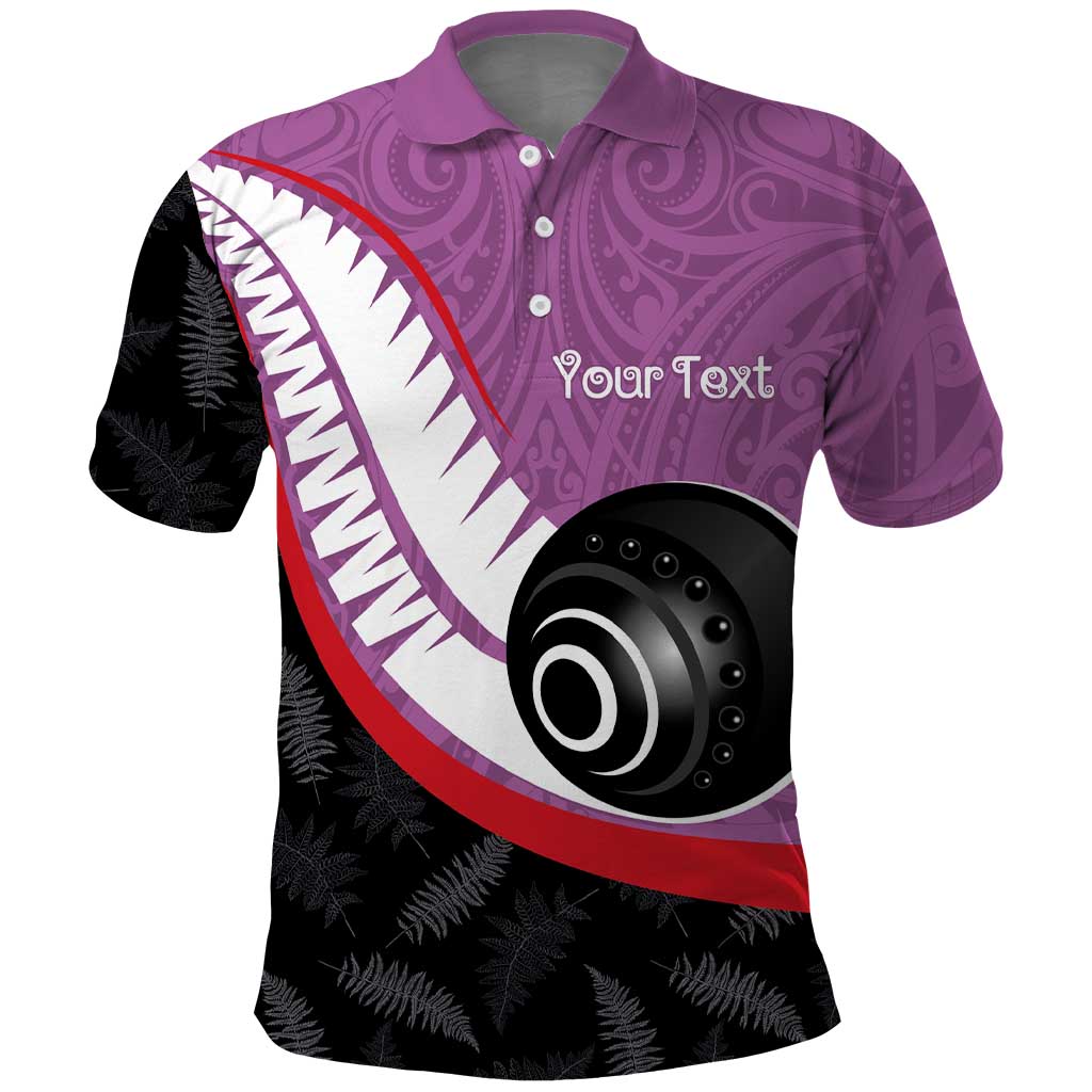Personalised Aotearoa Lawn Bowls Polo Shirt Maori and Silver Fern Sporty Style Pink Color LT03 Pink - Polynesian Pride