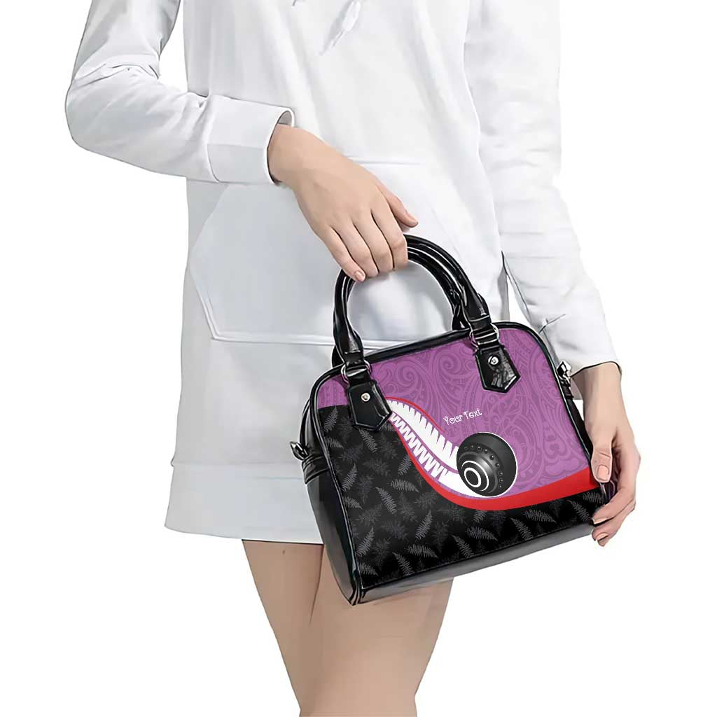 Personalised Aotearoa Lawn Bowls Shoulder Handbag Maori and Silver Fern Sporty Style Pink Color - Polynesian Pride
