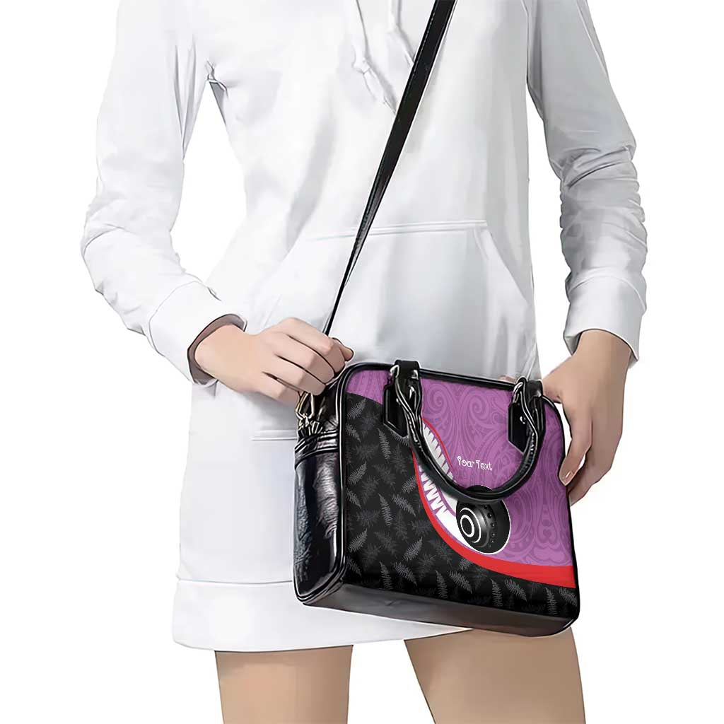 Personalised Aotearoa Lawn Bowls Shoulder Handbag Maori and Silver Fern Sporty Style Pink Color - Polynesian Pride