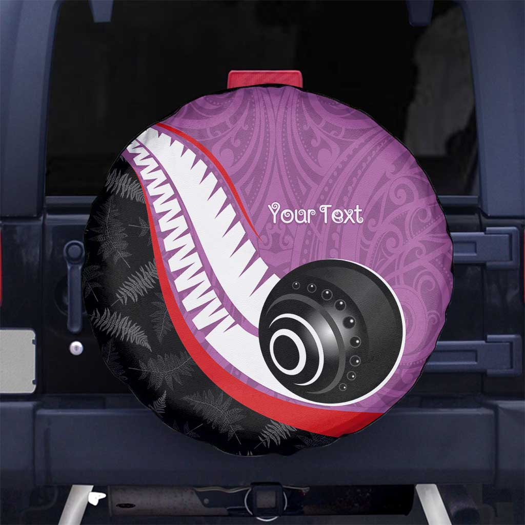 Personalised Aotearoa Lawn Bowls Spare Tire Cover Maori and Silver Fern Sporty Style Pink Color LT03 No hole Pink - Polynesian Pride