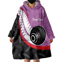 Personalised Aotearoa Lawn Bowls Wearable Blanket Hoodie Maori and Silver Fern Sporty Style Pink Color LT03 - Polynesian Pride