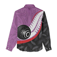 Personalised Aotearoa Lawn Bowls Women Casual Shirt Maori and Silver Fern Sporty Style Pink Color LT03 - Polynesian Pride