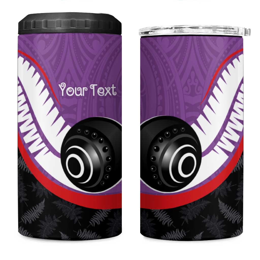 Personalised Aotearoa Lawn Bowls 4 in 1 Can Cooler Tumbler Maori and Silver Fern Sporty Style Purple Color LT03 One Size: 16 oz Purple - Polynesian Pride