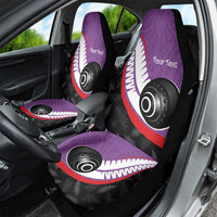 Personalised Aotearoa Lawn Bowls Car Seat Cover Maori and Silver Fern Sporty Style Purple Color LT03 - Polynesian Pride