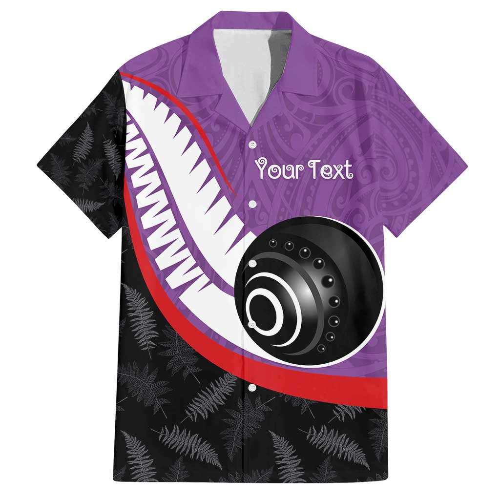 Personalised Aotearoa Lawn Bowls Family Matching Puletasi and Hawaiian Shirt Maori and Silver Fern Sporty Style Purple Color LT03 Dad's Shirt - Short Sleeve Purple - Polynesian Pride