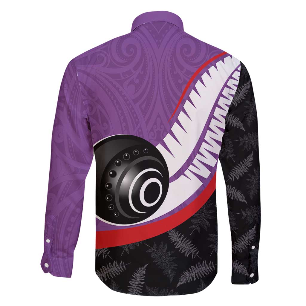 Personalised Aotearoa Lawn Bowls Family Matching Summer Maxi Dress and Hawaiian Shirt Maori and Silver Fern Sporty Style Purple Color LT03 - Polynesian Pride