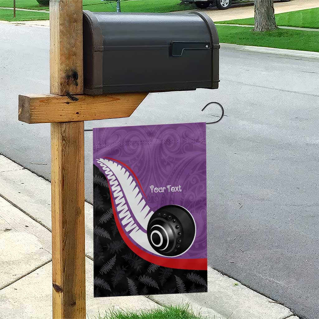 Personalised Aotearoa Lawn Bowls Garden Flag Maori and Silver Fern Sporty Style Purple Color LT03 - Polynesian Pride