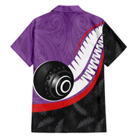 Personalised Aotearoa Lawn Bowls Hawaiian Shirt Maori and Silver Fern Sporty Style Purple Color LT03 - Polynesian Pride