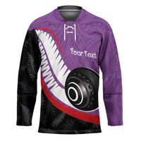 Personalised Aotearoa Lawn Bowls Hockey Jersey Maori and Silver Fern Sporty Style Purple Color LT03 Unisex Purple - Polynesian Pride