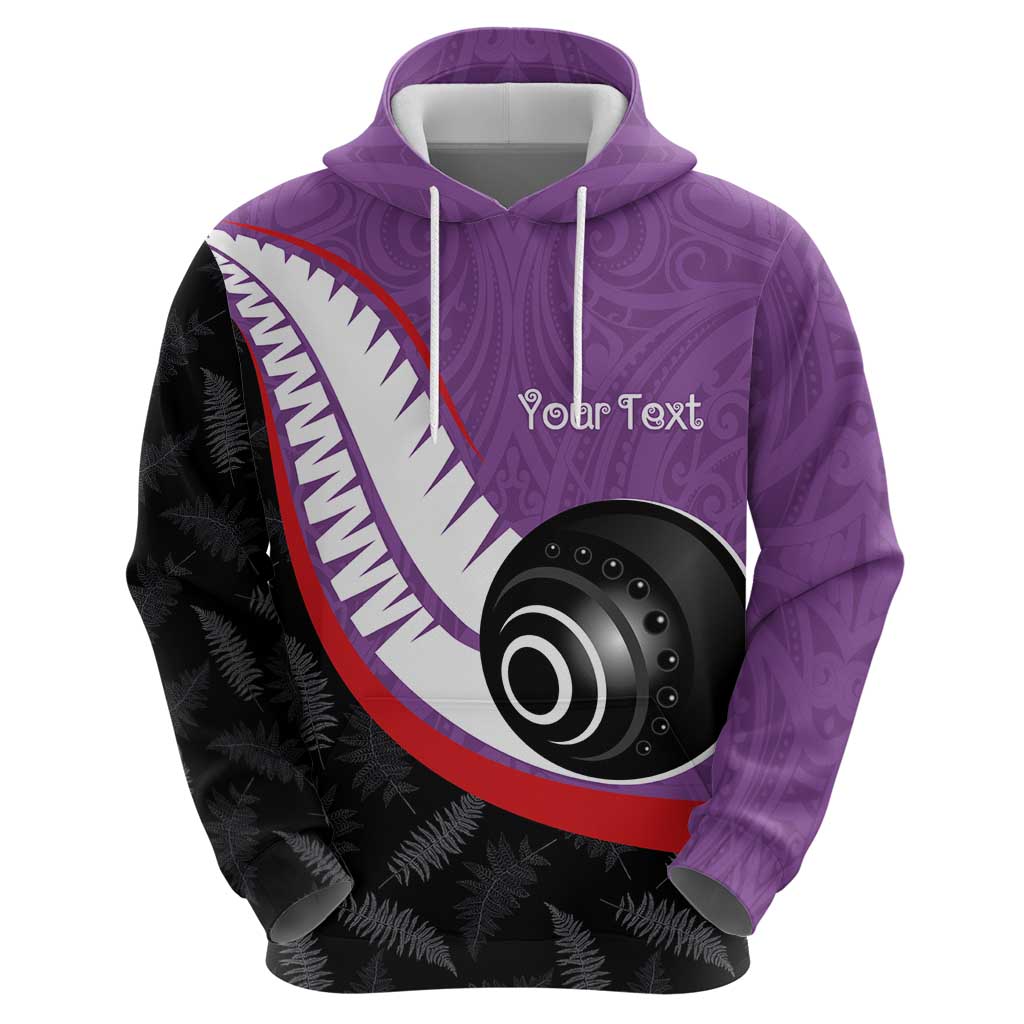 Personalised Aotearoa Lawn Bowls Hoodie Maori and Silver Fern Sporty Style Purple Color LT03 - Polynesian Pride