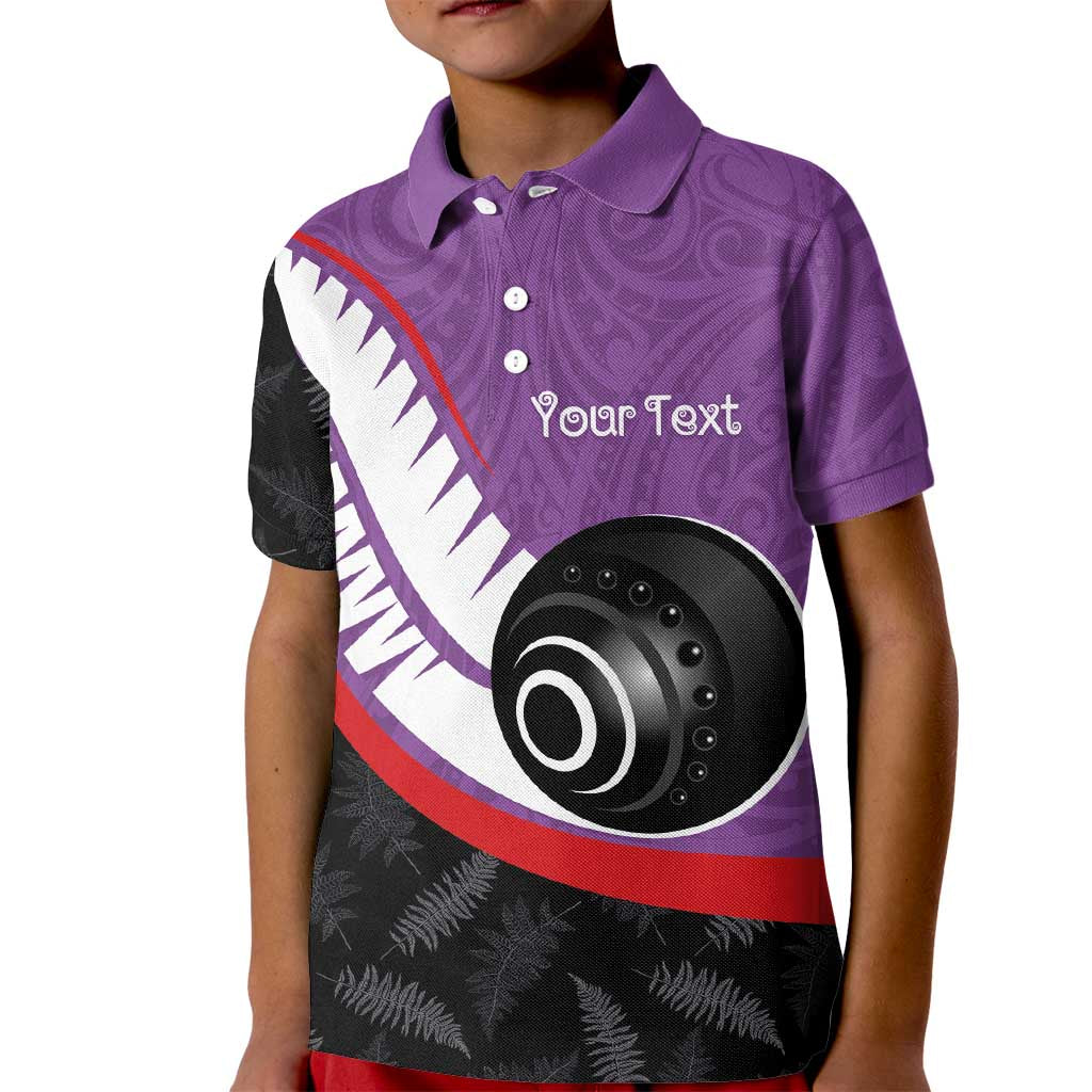 Personalised Aotearoa Lawn Bowls Kid Polo Shirt Maori and Silver Fern Sporty Style Purple Color LT03 Kid Purple - Polynesian Pride