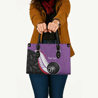 Personalised Aotearoa Lawn Bowls Leather Bag Maori and Silver Fern Sporty Style Purple Color LT03 - Polynesian Pride