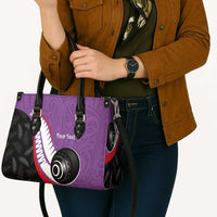 Personalised Aotearoa Lawn Bowls Leather Bag Maori and Silver Fern Sporty Style Purple Color LT03 - Polynesian Pride