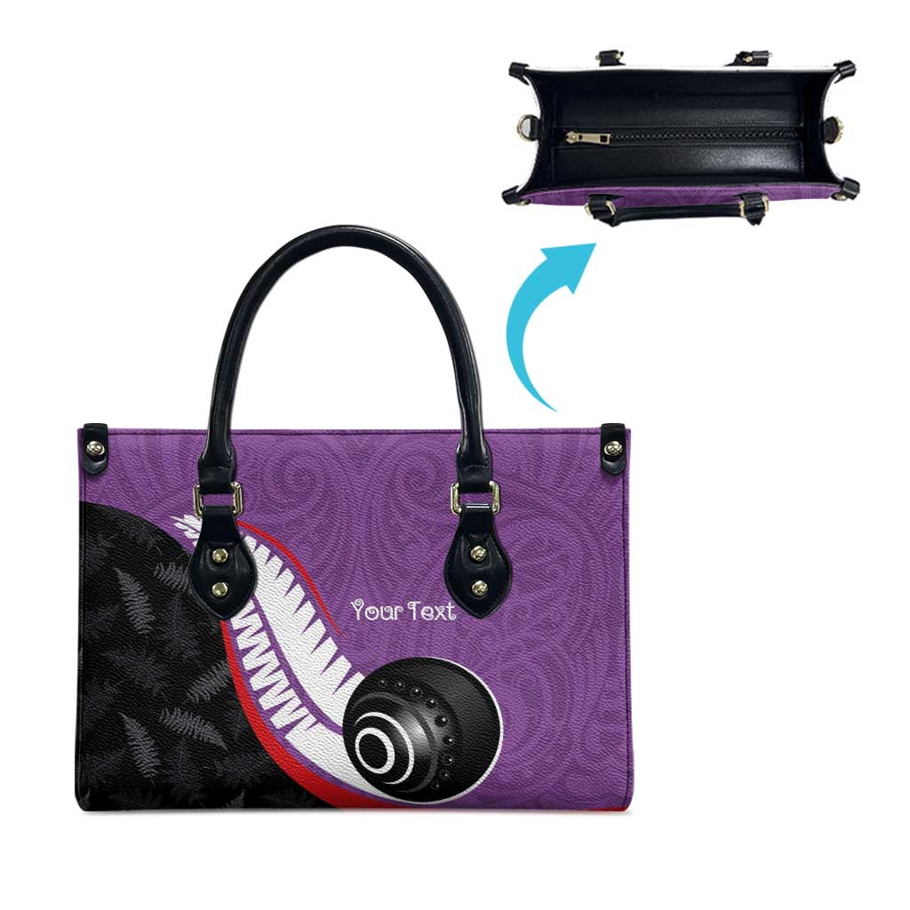 Personalised Aotearoa Lawn Bowls Leather Bag Maori and Silver Fern Sporty Style Purple Color LT03 - Polynesian Pride