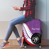 Personalised Aotearoa Lawn Bowls Luggage Cover Maori and Silver Fern Sporty Style Purple Color LT03 - Polynesian Pride