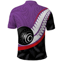 Personalised Aotearoa Lawn Bowls Polo Shirt Maori and Silver Fern Sporty Style Purple Color LT03 - Polynesian Pride