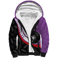 Personalised Aotearoa Lawn Bowls Sherpa Hoodie Maori and Silver Fern Sporty Style Purple Color LT03 Unisex Purple - Polynesian Pride