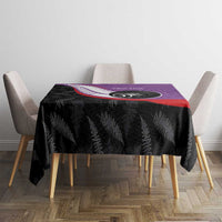 Personalised Aotearoa Lawn Bowls Tablecloth Maori and Silver Fern Sporty Style Purple Color - Polynesian Pride