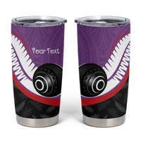 Personalised Aotearoa Lawn Bowls Tumbler Cup Maori and Silver Fern Sporty Style Purple Color LT03 Purple - Polynesian Pride