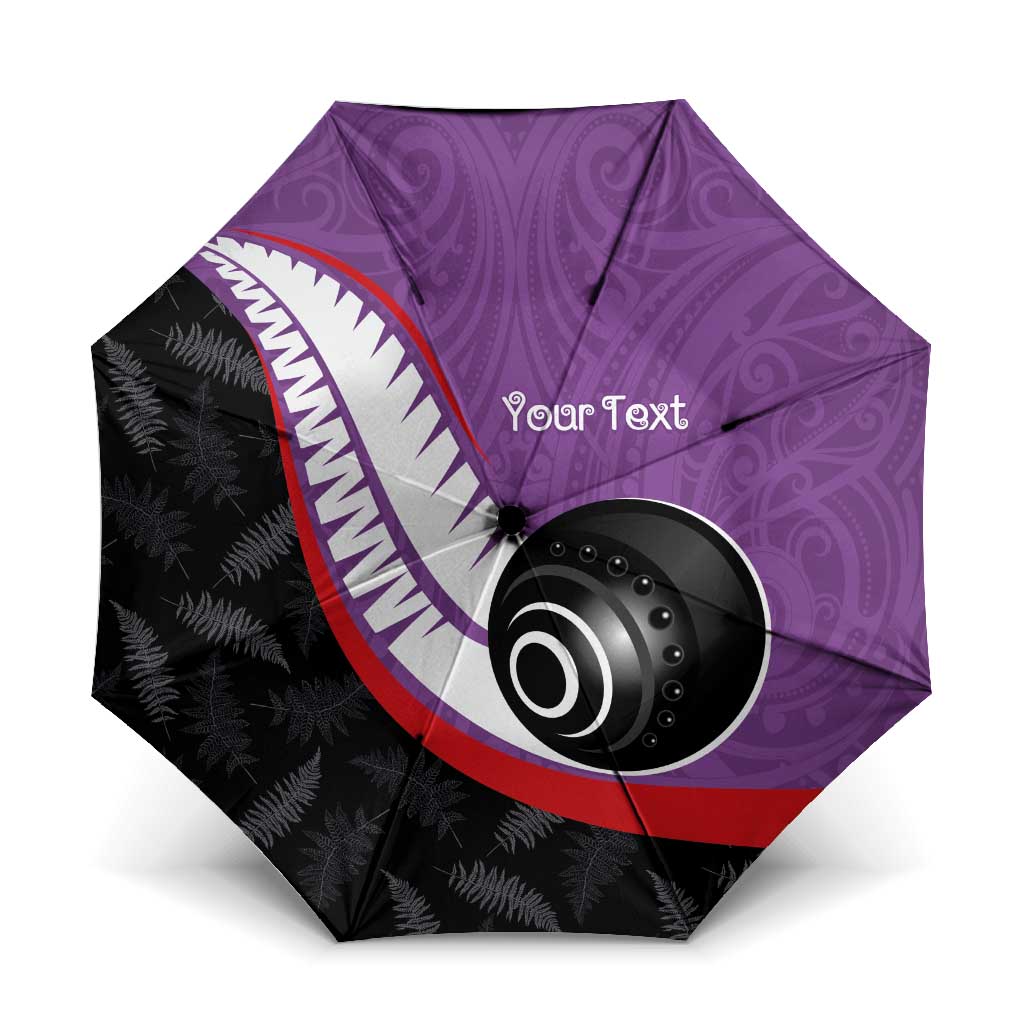 Personalised Aotearoa Lawn Bowls Umbrella Maori and Silver Fern Sporty Style Purple Color LT03 One Size Folded 11.42 inch Opened Diameter 37.4 inch Purple - Polynesian Pride