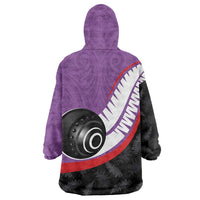 Personalised Aotearoa Lawn Bowls Wearable Blanket Hoodie Maori and Silver Fern Sporty Style Purple Color LT03 - Polynesian Pride