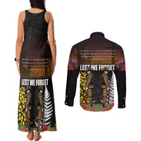 New Zealand and Australia ANZAC Day Couples Matching Tank Maxi Dress and Long Sleeve Button Shirt Soldier and Last Post Camouflage Pattern LT03 - Polynesian Pride