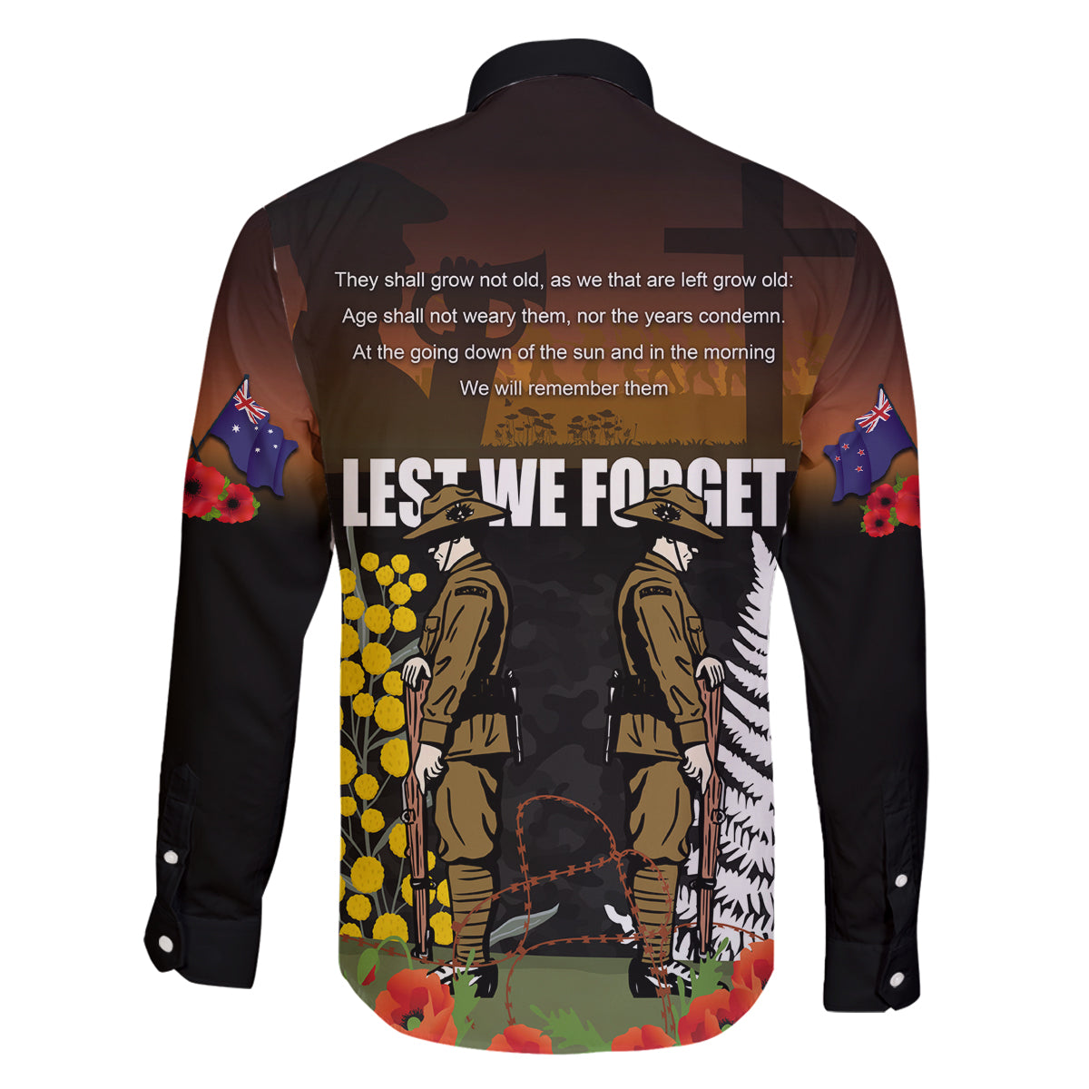 New Zealand and Australia ANZAC Day Family Matching Mermaid Dress and Hawaiian Shirt Soldier and Last Post Camouflage Pattern LT03 - Polynesian Pride