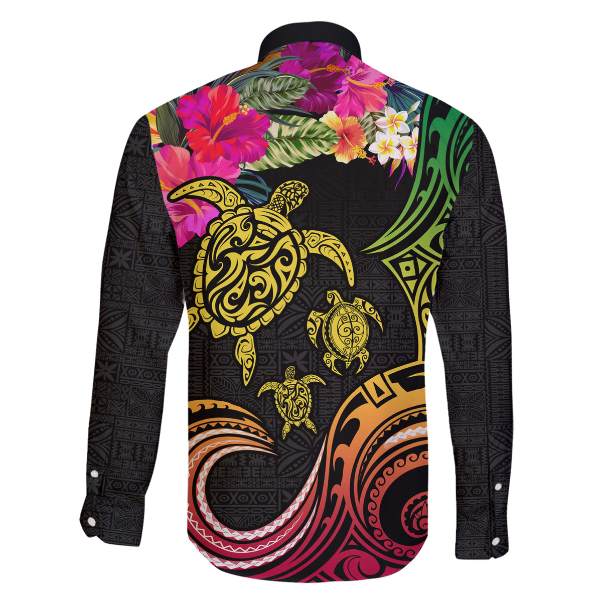 Hawaii Turtle Day Family Matching Short Sleeve Bodycon Dress and Hawaiian Shirt Polynesian Tattoo and Hibiscus Flowers LT03 - Polynesian Pride