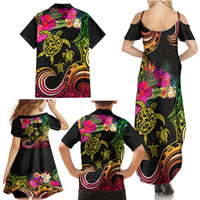 Hawaii Turtle Day Family Matching Summer Maxi Dress and Hawaiian Shirt Polynesian Tattoo and Hibiscus Flowers LT03 - Polynesian Pride