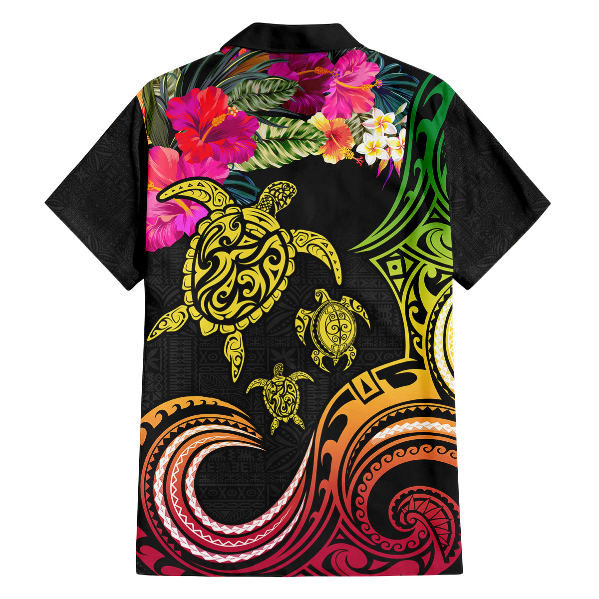 Hawaii Turtle Day Family Matching Summer Maxi Dress and Hawaiian Shirt Polynesian Tattoo and Hibiscus Flowers LT03 - Polynesian Pride