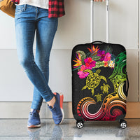 Hawaii Turtle Day Luggage Cover Polynesian Tattoo and Hibiscus Flowers LT03 - Polynesian Pride
