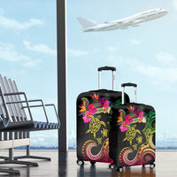 Hawaii Turtle Day Luggage Cover Polynesian Tattoo and Hibiscus Flowers LT03 - Polynesian Pride