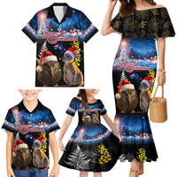 New Zealand and Australia Merry Christmas Family Matching Mermaid Dress and Hawaiian Shirt Kiwi Bird and Kangaroo Xmas Vibe LT03 - Polynesian Pride