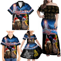 New Zealand and Australia Merry Christmas Family Matching Off Shoulder Maxi Dress and Hawaiian Shirt Kiwi Bird and Kangaroo Xmas Vibe LT03 - Polynesian Pride