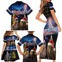 New Zealand and Australia Merry Christmas Family Matching Short Sleeve Bodycon Dress and Hawaiian Shirt Kiwi Bird and Kangaroo Xmas Vibe LT03 - Polynesian Pride