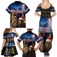 New Zealand and Australia Merry Christmas Family Matching Summer Maxi Dress and Hawaiian Shirt Kiwi Bird and Kangaroo Xmas Vibe LT03 - Polynesian Pride