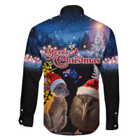 New Zealand and Australia Merry Christmas Family Matching Summer Maxi Dress and Hawaiian Shirt Kiwi Bird and Kangaroo Xmas Vibe LT03 - Polynesian Pride