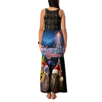 New Zealand and Australia Merry Christmas Family Matching Tank Maxi Dress and Hawaiian Shirt Kiwi Bird and Kangaroo Xmas Vibe LT03 - Polynesian Pride