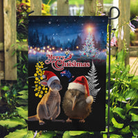 New Zealand and Australia Merry Christmas Garden Flag Kiwi Bird and Kangaroo Xmas Vibe LT03 Garden Flag Black - Polynesian Pride