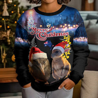 New Zealand and Australia Merry Christmas Kid Ugly Christmas Sweater Kiwi Bird and Kangaroo Xmas Vibe LT03 - Polynesian Pride