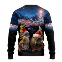 New Zealand and Australia Merry Christmas Ugly Christmas Sweater Kiwi Bird and Kangaroo Xmas Vibe LT03 - Polynesian Pride